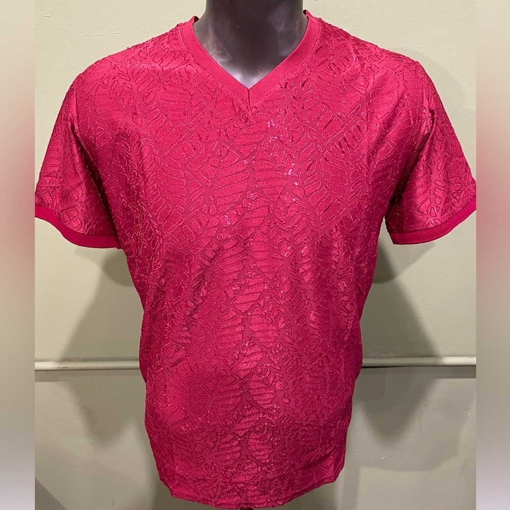 Barabas Men's wine V-Neck Shirt pullover modern fit graphic design